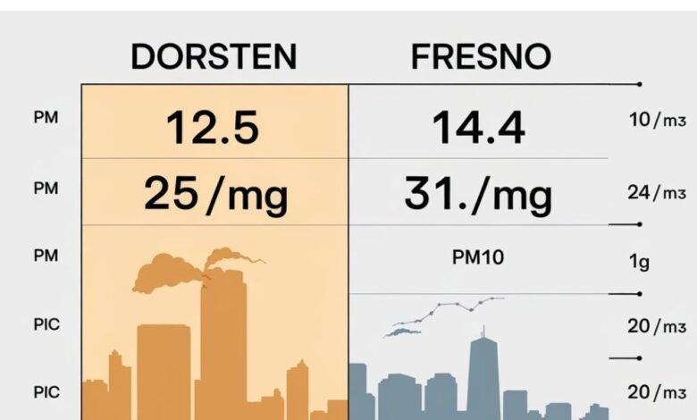 dorsten vs fresno pollution comparison chart